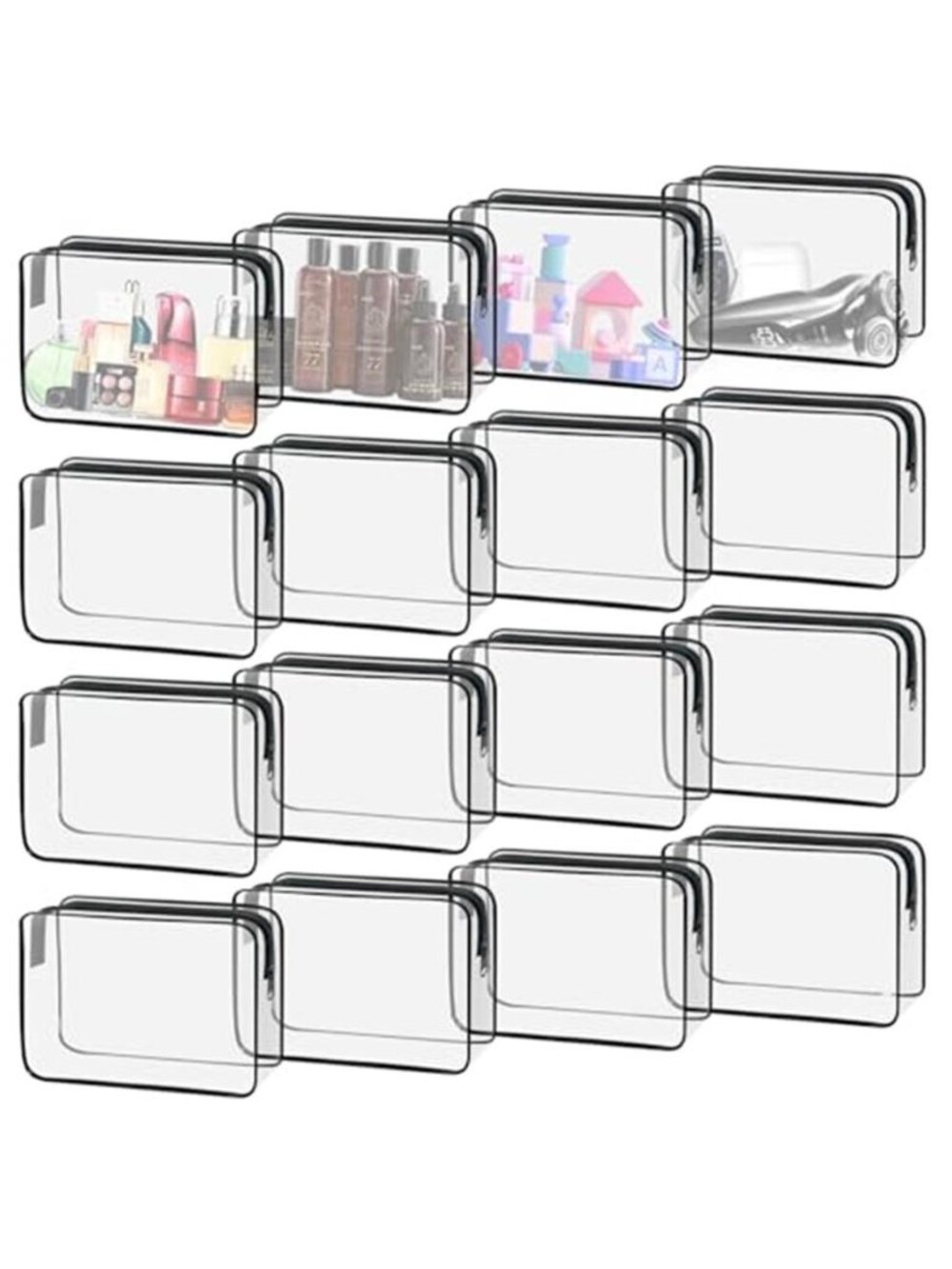 16 Pack Clear Vinyl Cosmetic Bags Waterproof TSA Approved Travel Toiletry Bags